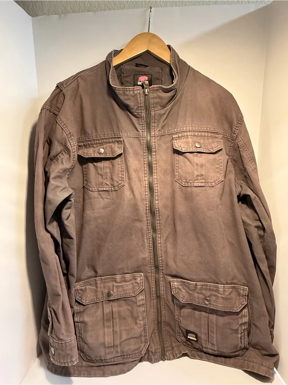 Berne Brown Washed Duck Canvas Cargo Work Jacket 4XL